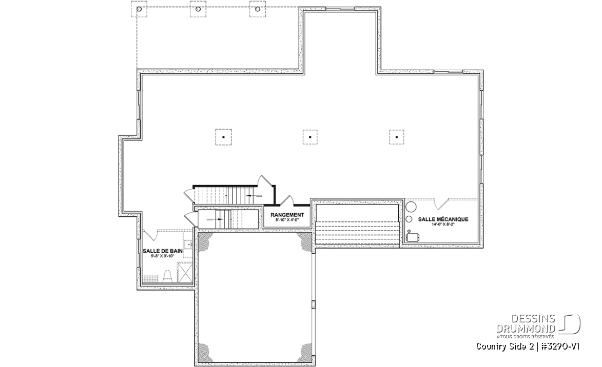 Sous-sol - Plain-pied Farmhouse, garage double, suite parentale avec 2 walk-ins, arrière cuisine, vestiaire - Country Side 2