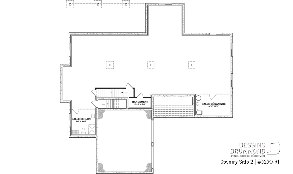 Sous-sol - Plain-pied Farmhouse, garage double, suite parentale avec 2 walk-ins, arrière cuisine, vestiaire - Country Side 2