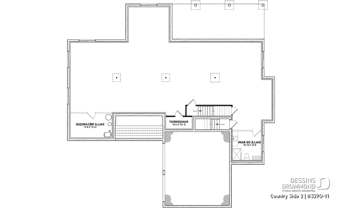 Sous-sol - Plain-pied Farmhouse, garage double, suite parentale avec 2 walk-ins, arrière cuisine, vestiaire - Country Side 2