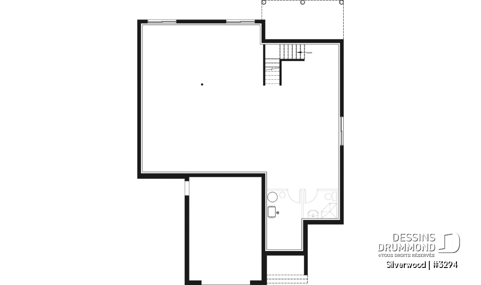 Sous-sol - Plan de plain-pied 3 chambres avec garage, salle de lavage au r-d-c, plafond cathedrale salon et salle à manger - Silverwood
