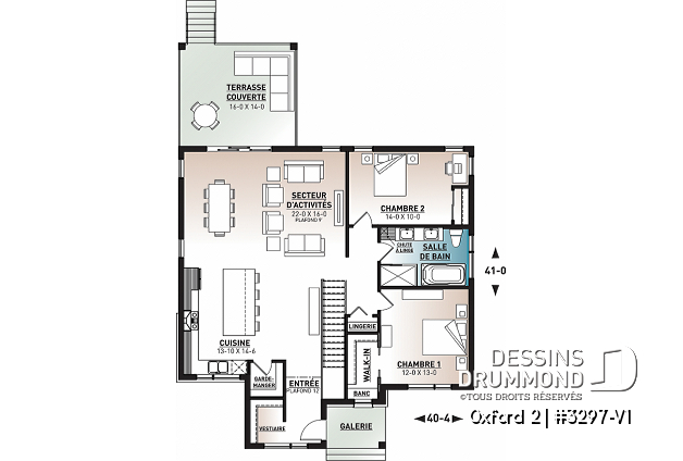 Rez-de-chaussée - Maison 1 étage, 2 chambres, grande cuisine ouverte sur le salon et salle à manger, vestiaire et garde-manger - Oxford 2