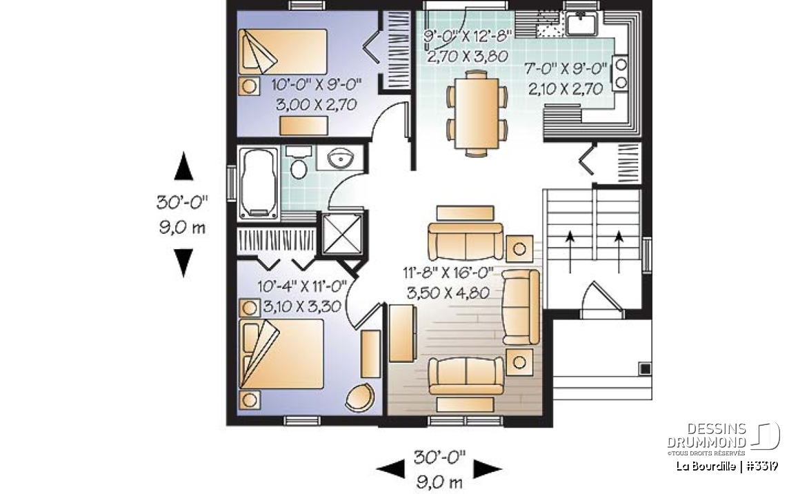 Rez-de-chaussée - Bungalow à palier, split-level, de style traditionnel, économique, 2 chambres, idéal comme première maison - La Bourdille