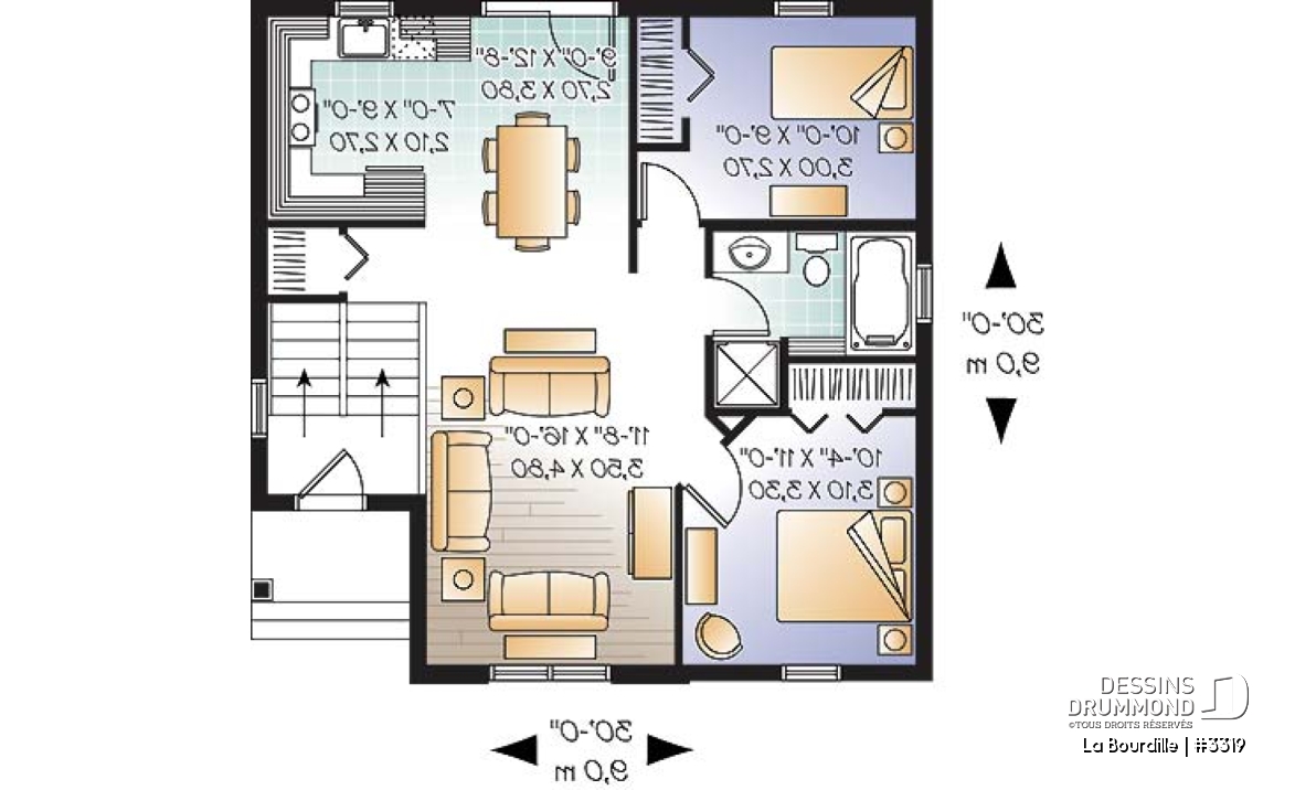 Rez-de-chaussée - Bungalow à palier, split-level, de style traditionnel, économique, 2 chambres, idéal comme première maison - La Bourdille