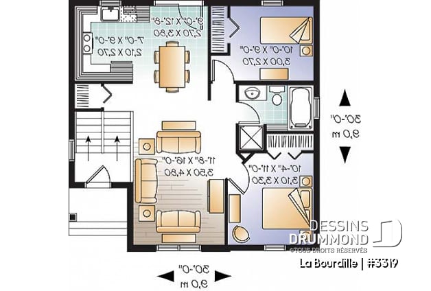 Rez-de-chaussée - Bungalow à palier, split-level, de style traditionnel, économique, 2 chambres, idéal comme première maison - La Bourdille