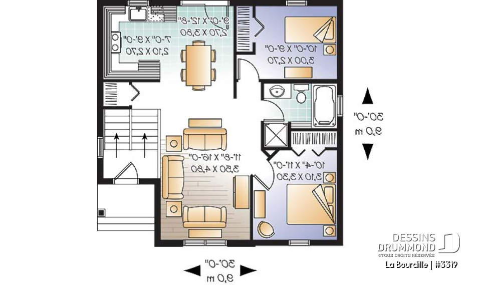 Rez-de-chaussée - Bungalow à palier, split-level, de style traditionnel, économique, 2 chambres, idéal comme première maison - La Bourdille
