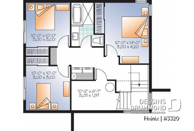 Sous-sol - Plan de maison contemporaine lumineuse, petit budget, 3 chambres, garde-manger, grande douche - Phénix
