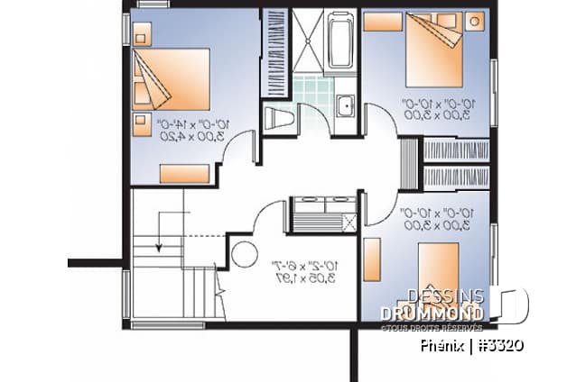 Sous-sol - Plan de maison contemporaine lumineuse, petit budget, 3 chambres, garde-manger, grande douche - Phénix