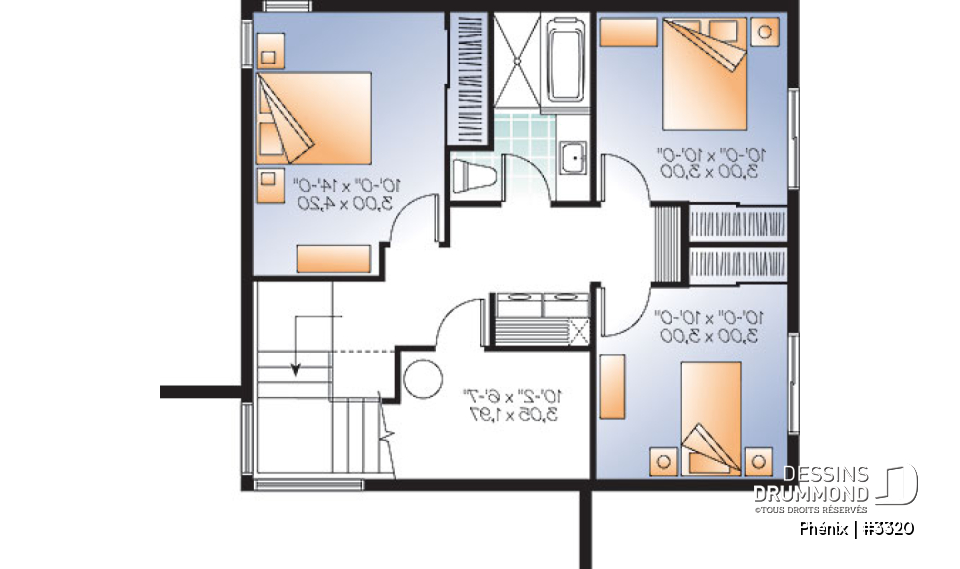 Sous-sol - Plan de maison contemporaine lumineuse, petit budget, 3 chambres, garde-manger, grande douche - Phénix