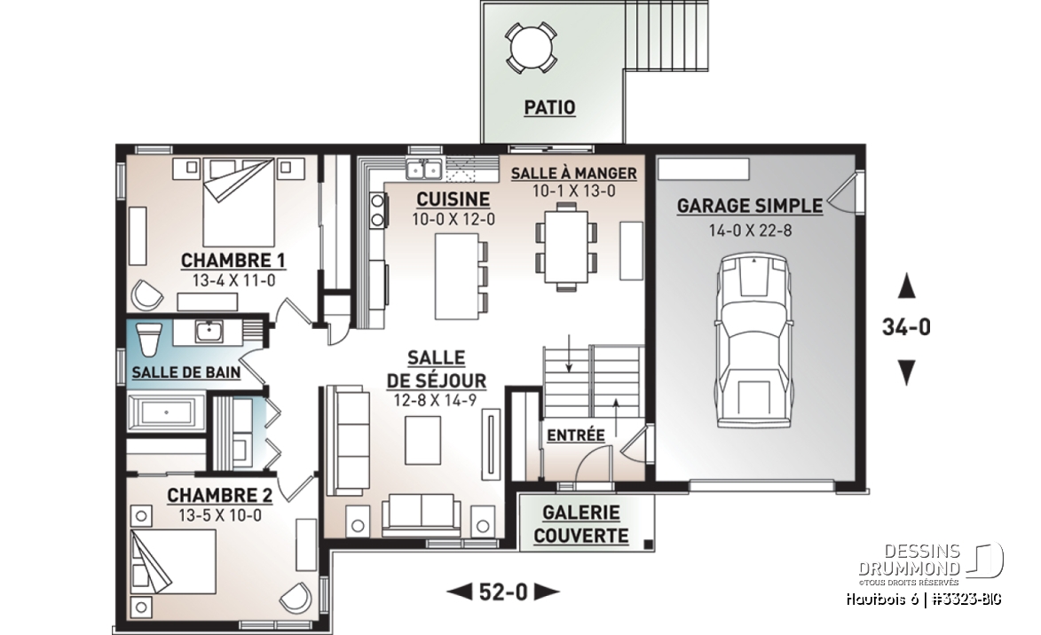 Rez-de-chaussée - Plain-pied contemporain avec entrée split, garage attaché, 2 chambre, buanderie, coûts abordables - Hautbois 6