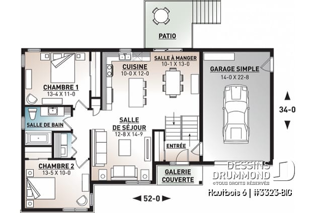 Rez-de-chaussée - Plain-pied contemporain avec entrée split, garage attaché, 2 chambre, buanderie, coûts abordables - Hautbois 6