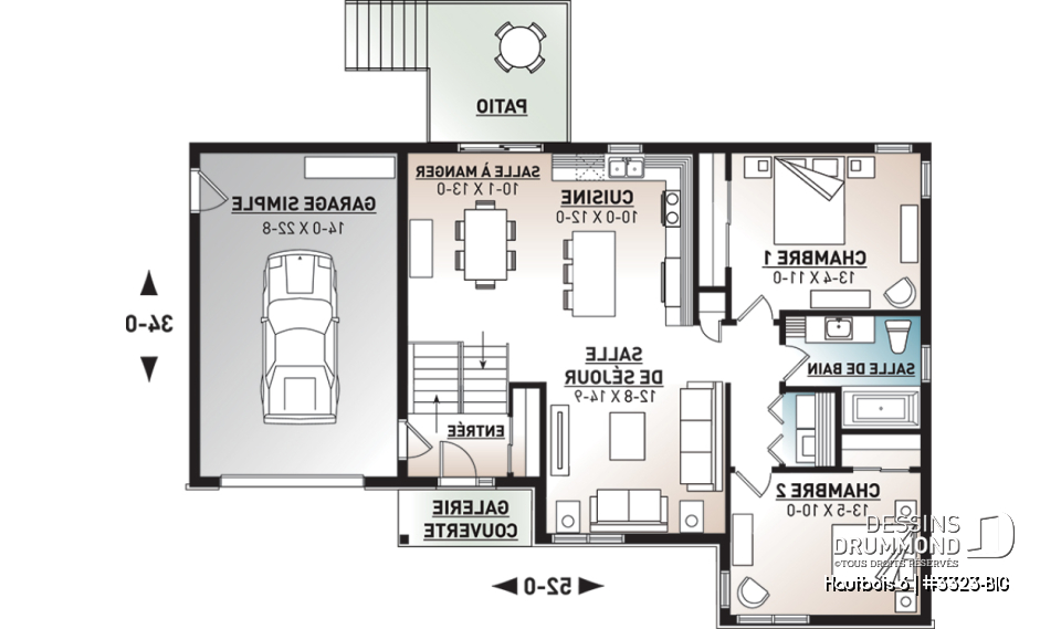 Rez-de-chaussée - Plain-pied contemporain avec entrée split, garage attaché, 2 chambre, buanderie, coûts abordables - Hautbois 6