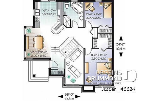 Rez-de-chaussée - Plan d'un bungalow chic et économique, 4 chambres, atelier, mezzanine - Jasper