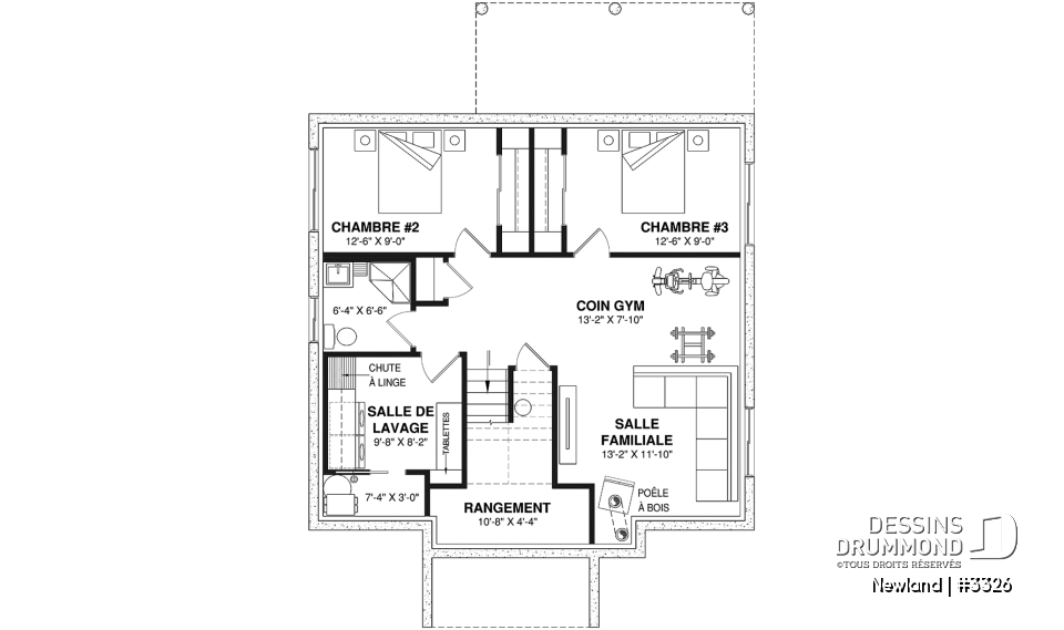 Sous-sol aménagé (Optionel $) - Maison split-level 1 à 3 chambres, superbe fenestration à l'arrière, sous-sol aménagé optionnel ($) - Newland