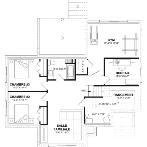 Sous-sol aménagé (Optionel $) - Plan de maison plain-pied à entrée split avec 1 à 3 chambres et suite des maîtres au rez-de-chaussée - Sutton