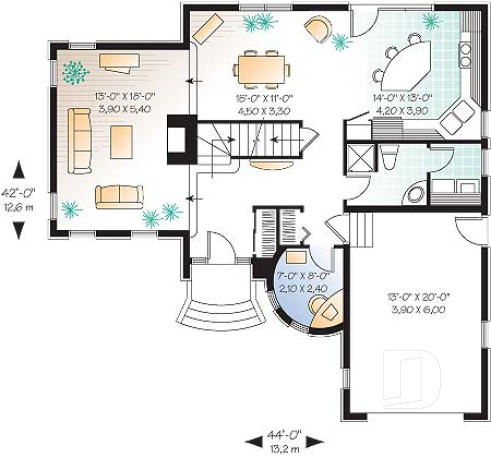 Rez-de-chaussée - Plan de maison de style classique, 3 chambres, bureau à domicile, garage, buanderie au rdc., grand salon - Willingdon 2