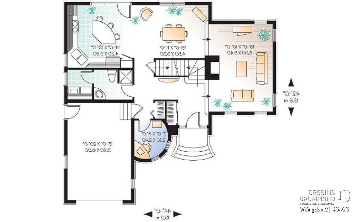 Rez-de-chaussée - Plan de maison de style classique, 3 chambres, bureau à domicile, garage, buanderie au rdc., grand salon - Willingdon 2