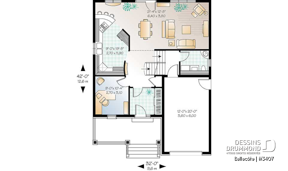 Rez-de-chaussée - Vaste cuisine, bureau à domicile, aire ouverte, suite des maîtres avec coin lecture - Bellecôte