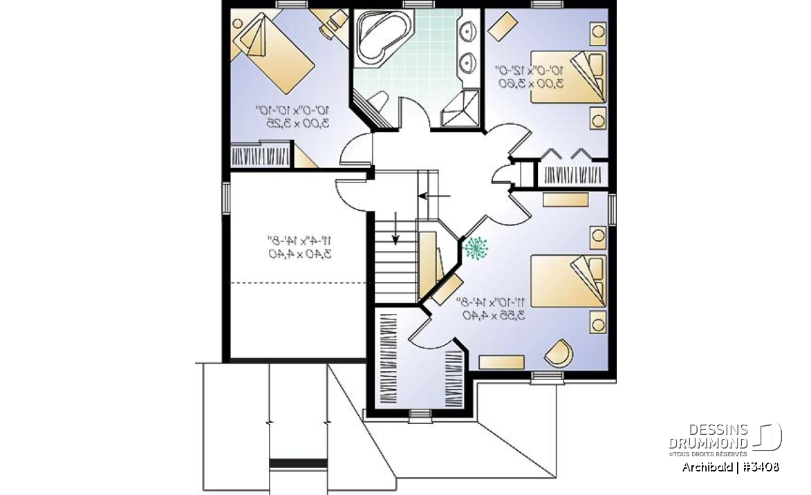 Étage - Plan de maison à étage, garage, 3 à 4 chambres, coin ordinateur à la cuisine, salle de lavage au 1er - Archibald