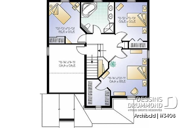 Étage - Plan de maison à étage, garage, 3 à 4 chambres, coin ordinateur à la cuisine, salle de lavage au 1er - Archibald