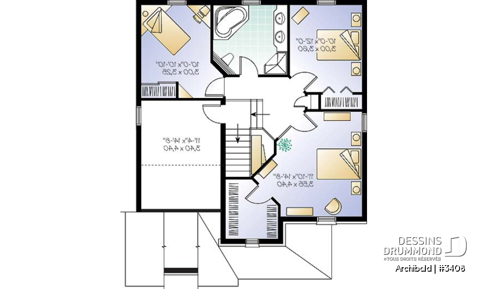Étage - Plan de maison à étage, garage, 3 à 4 chambres, coin ordinateur à la cuisine, salle de lavage au 1er - Archibald
