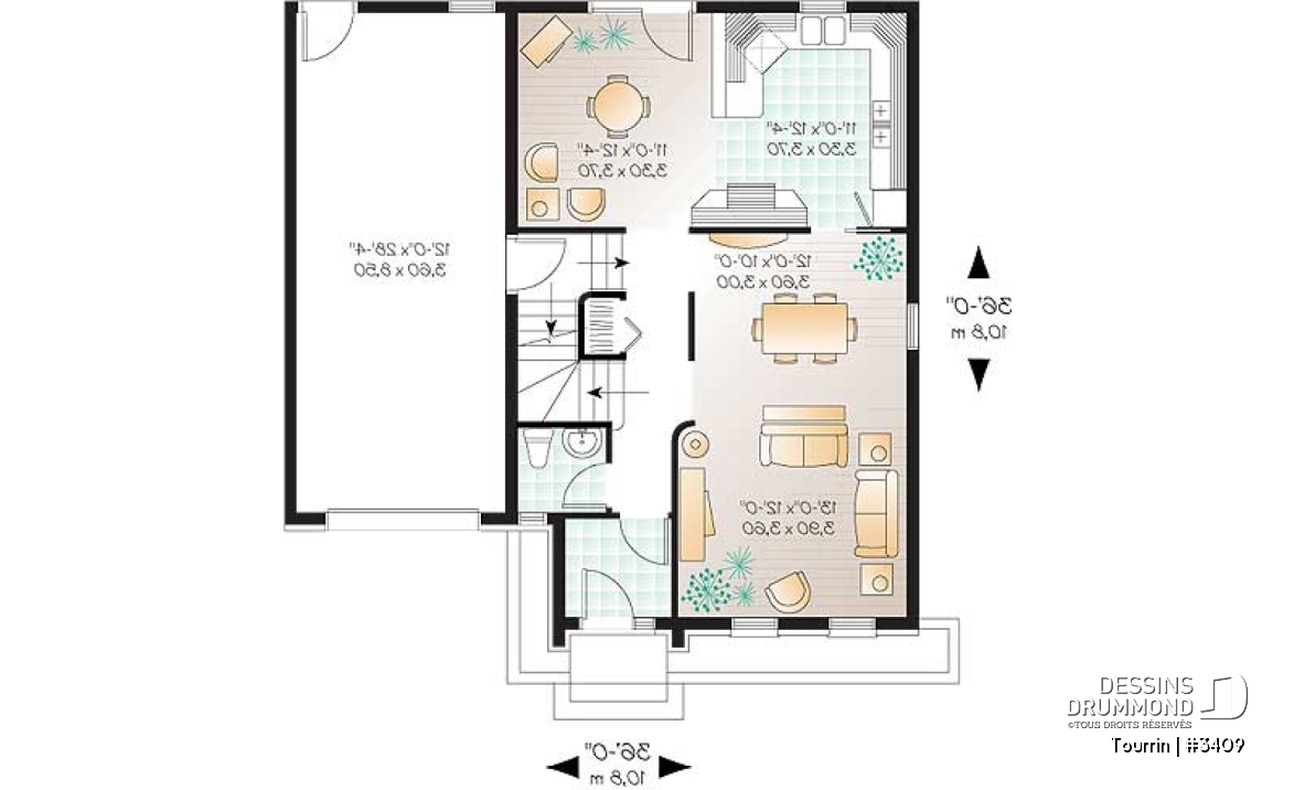Rez-de-chaussée - Plan de maison à étage avec espace boni au-dessus du garage, 3 à 4 ch., maîtres avec grand walk-in - Tourrin