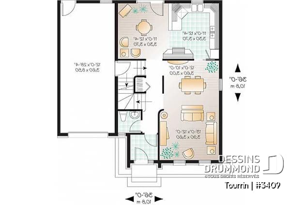 Rez-de-chaussée - Plan de maison à étage avec espace boni au-dessus du garage, 3 à 4 ch., maîtres avec grand walk-in - Tourrin
