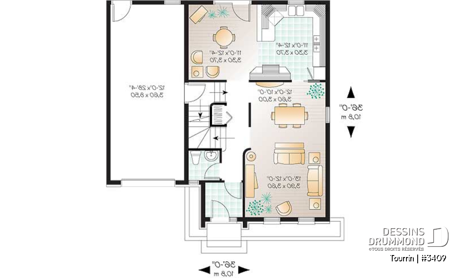 Rez-de-chaussée - Plan de maison à étage avec espace boni au-dessus du garage, 3 à 4 ch., maîtres avec grand walk-in - Tourrin