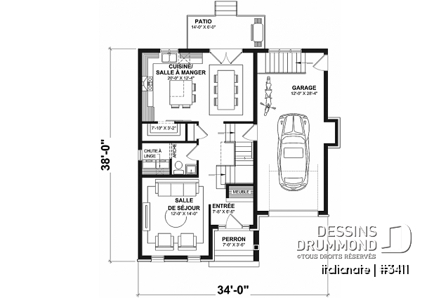 Rez-de-chaussée - Maison d'inspiration campagne française proposant une suite des parents et grande salle familiale - Italianate