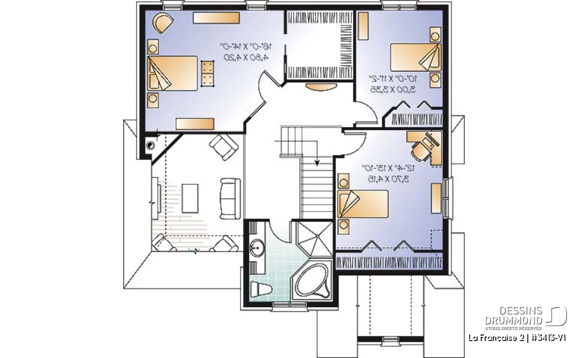 Étage - Modèle de maison de style européen, garage, 3 grandes chambres, mezzanine - La Française 2