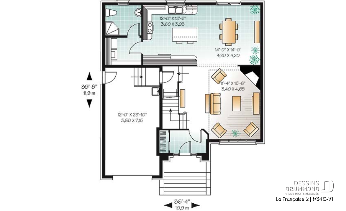 Rez-de-chaussée - Modèle de maison de style européen, garage, 3 grandes chambres, mezzanine - La Française 2