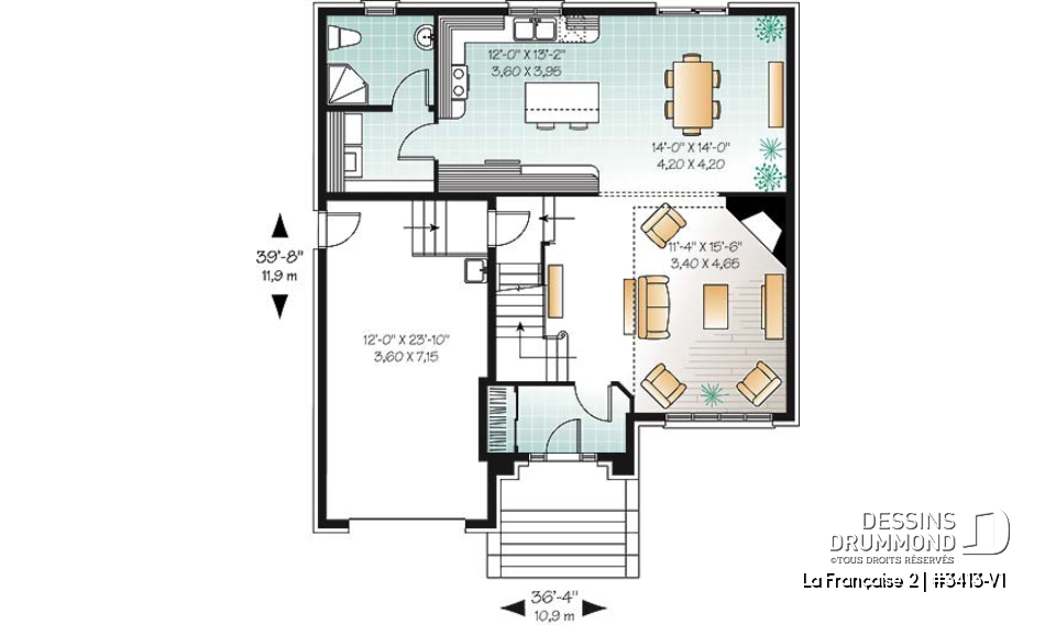 Rez-de-chaussée - Modèle de maison de style européen, garage, 3 grandes chambres, mezzanine - La Française 2