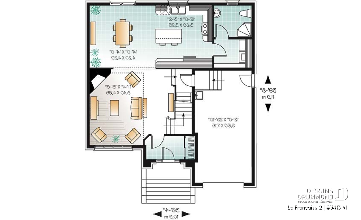 Rez-de-chaussée - Modèle de maison de style européen, garage, 3 grandes chambres, mezzanine - La Française 2