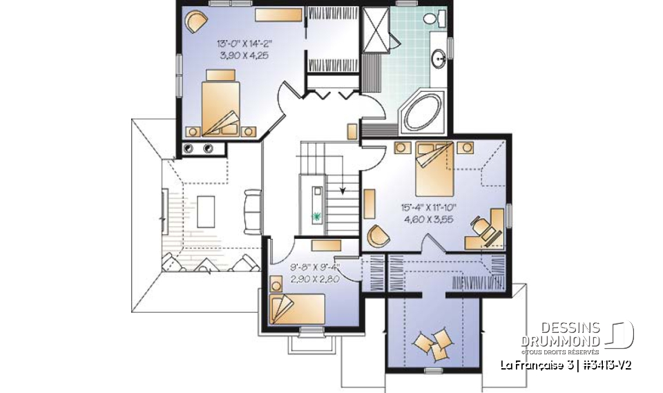 Étage - Maison champêtre offrant grande suite des maîtres, cuisine et salle à dîner à aire ouverte, foyer, mezzanine - La Française 3