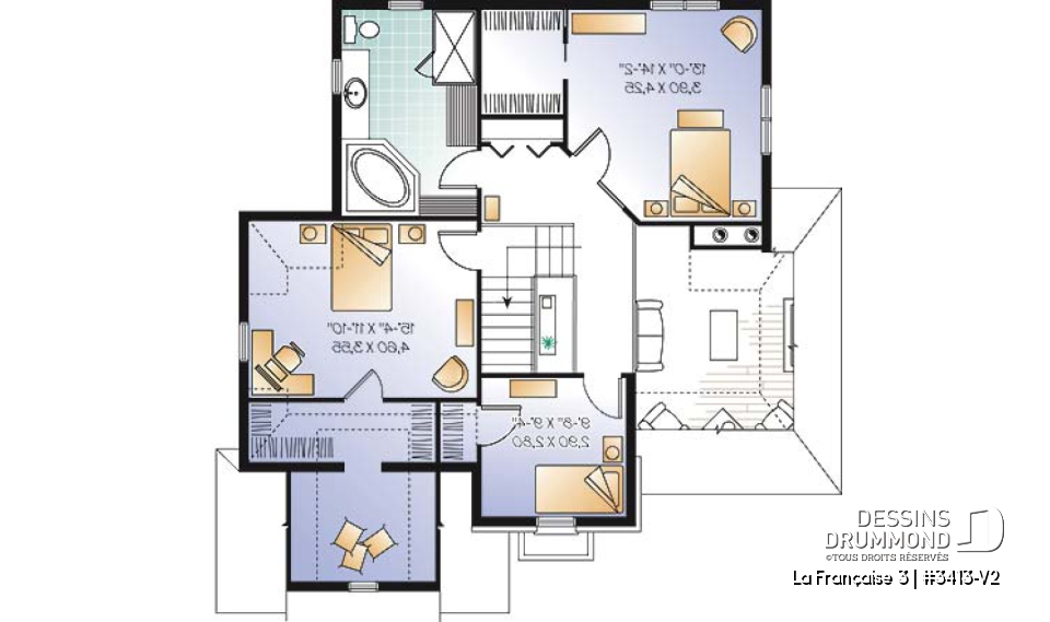 Étage - Maison champêtre offrant grande suite des maîtres, cuisine et salle à dîner à aire ouverte, foyer, mezzanine - La Française 3
