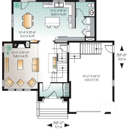 Rez-de-chaussée - Maison champêtre offrant grande suite des maîtres, cuisine et salle à dîner à aire ouverte, foyer, mezzanine - La Française 3