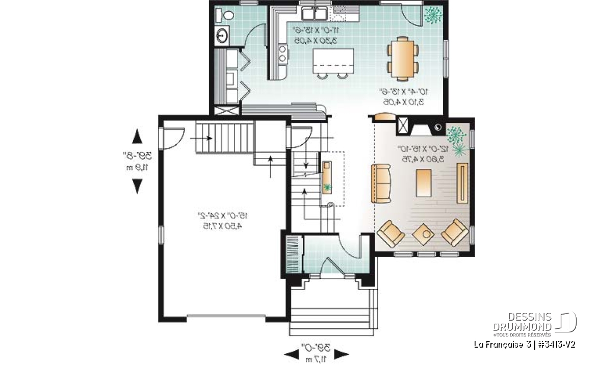 Rez-de-chaussée - Maison champêtre offrant grande suite des maîtres, cuisine et salle à dîner à aire ouverte, foyer, mezzanine - La Française 3