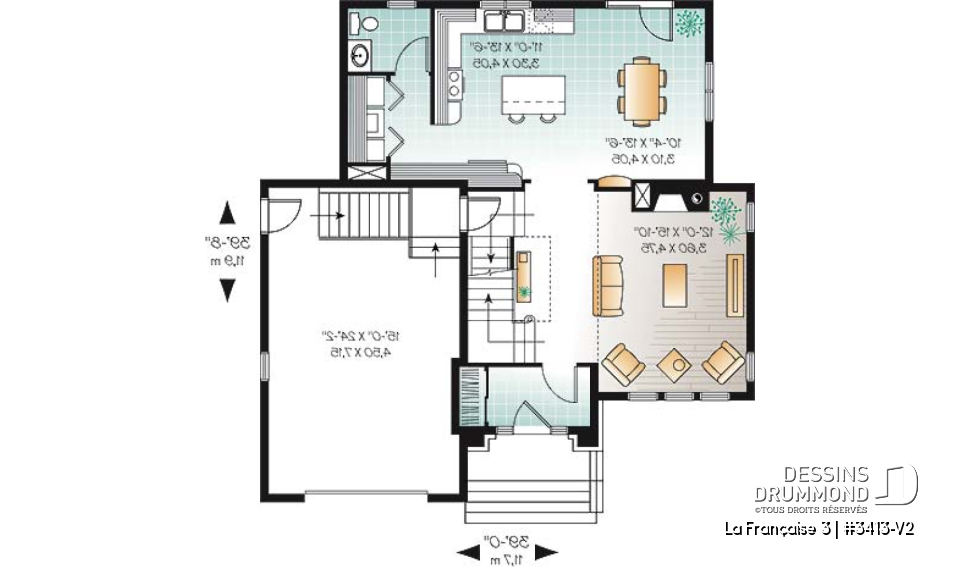 Rez-de-chaussée - Maison champêtre offrant grande suite des maîtres, cuisine et salle à dîner à aire ouverte, foyer, mezzanine - La Française 3