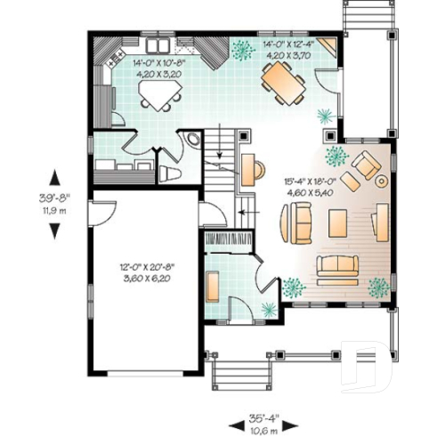 Rez-de-chaussée - Salle de bain attrayante à l'étage, 3 chambres, plafond 9', grand séjour - Evelyne