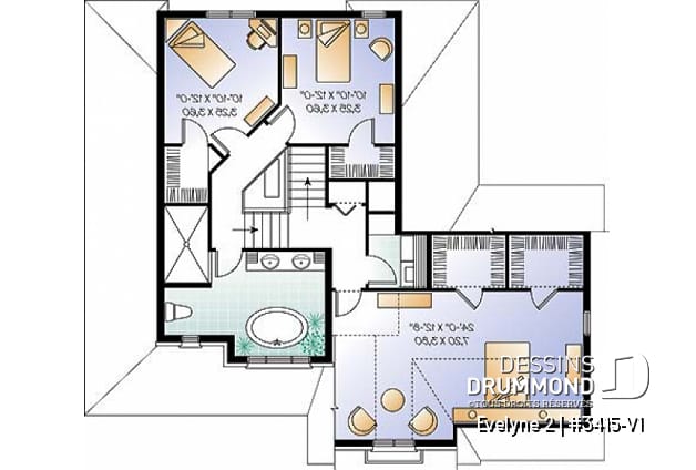 Étage - Maison style américain, 3 chambres remarquables, style champêtre, garage double, bureau, buanderie à l'étage - Evelyne 2