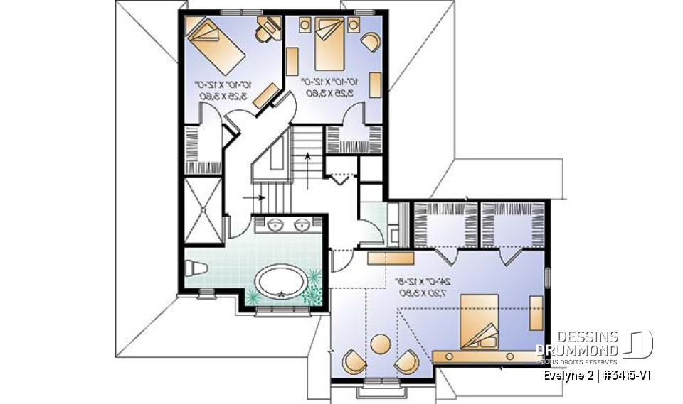 Étage - Maison style américain, 3 chambres remarquables, style champêtre, garage double, bureau, buanderie à l'étage - Evelyne 2