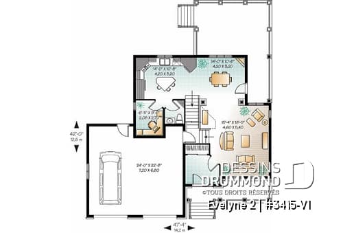 Rez-de-chaussée - Maison style américain, 3 chambres remarquables, style champêtre, garage double, bureau, buanderie à l'étage - Evelyne 2