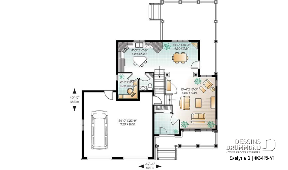 Rez-de-chaussée - Maison style américain, 3 chambres remarquables, style champêtre, garage double, bureau, buanderie à l'étage - Evelyne 2