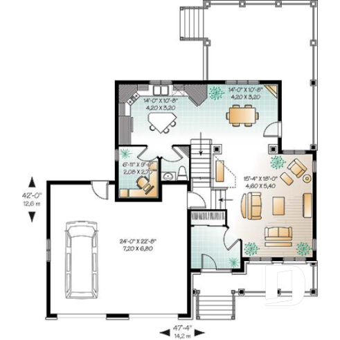 Rez-de-chaussée - Maison style américain, 3 chambres remarquables, style champêtre, garage double, bureau, buanderie à l'étage - Evelyne 2