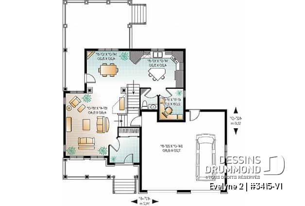 Rez-de-chaussée - Maison style américain, 3 chambres remarquables, style champêtre, garage double, bureau, buanderie à l'étage - Evelyne 2