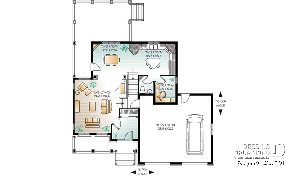 Rez-de-chaussée - Maison style américain, 3 chambres remarquables, style champêtre, garage double, bureau, buanderie à l'étage - Evelyne 2