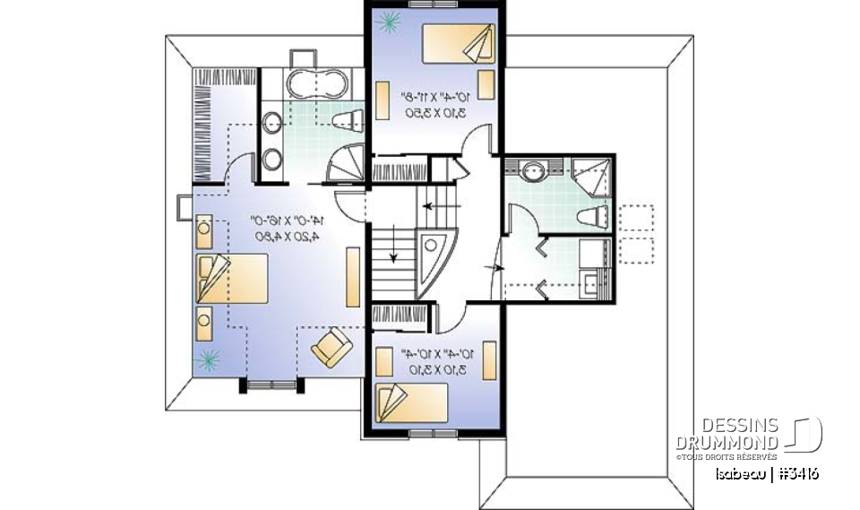 Étage - Modèle style manoir, foyer au gaz à la salle familiale, 3 chambres, garage - Isabeau