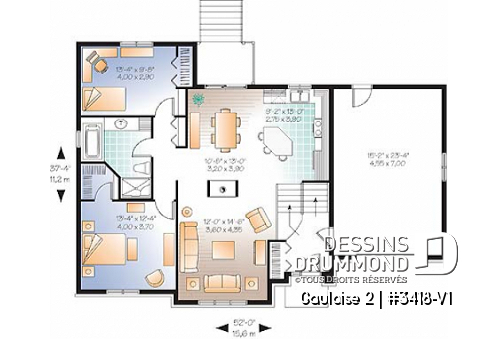Rez-de-chaussée - Split-level champêtre, 2 à 4 chambres et 2 salons selon finition du sous-sol, foyer central, garage - Gauloise 2