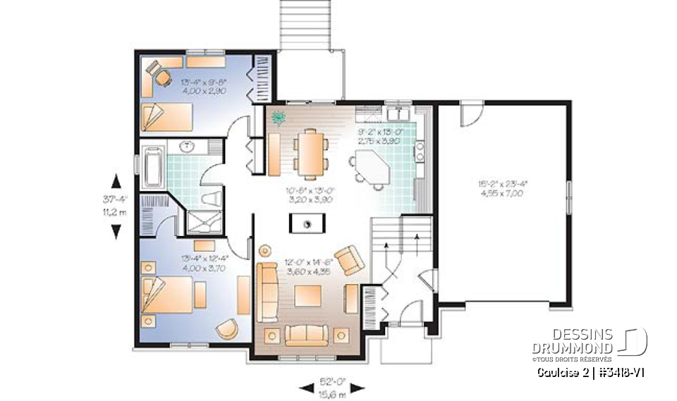 Rez-de-chaussée - Split-level champêtre, 2 à 4 chambres et 2 salons selon finition du sous-sol, foyer central, garage - Gauloise 2