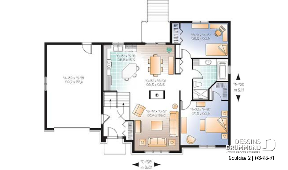 Rez-de-chaussée - Split-level champêtre, 2 à 4 chambres et 2 salons selon finition du sous-sol, foyer central, garage - Gauloise 2
