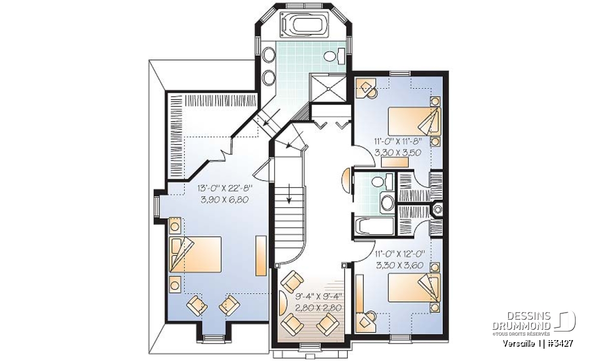 Étage - Superbe maison de style européen, 3 chambres, bureau à domicile, grande suite des parents - Versaille 1